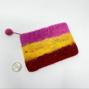 Felted Wool Hand Made Nepal Zipper Pouch